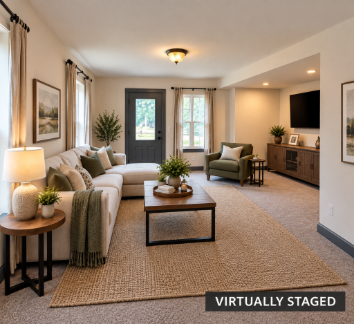 Living room staged virtually