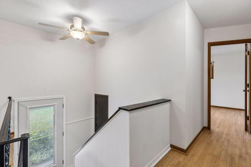 Bright entry with refinished hardwood floors