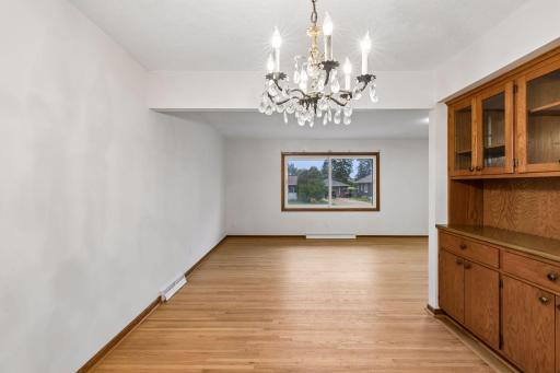 Dining area features built-in cabinetry