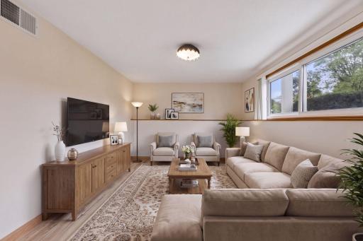 Virtually staged - lower-level family room
