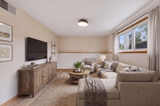 Virtually staged - lower-level family room