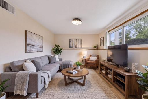 Virtually staged - lower-level family room