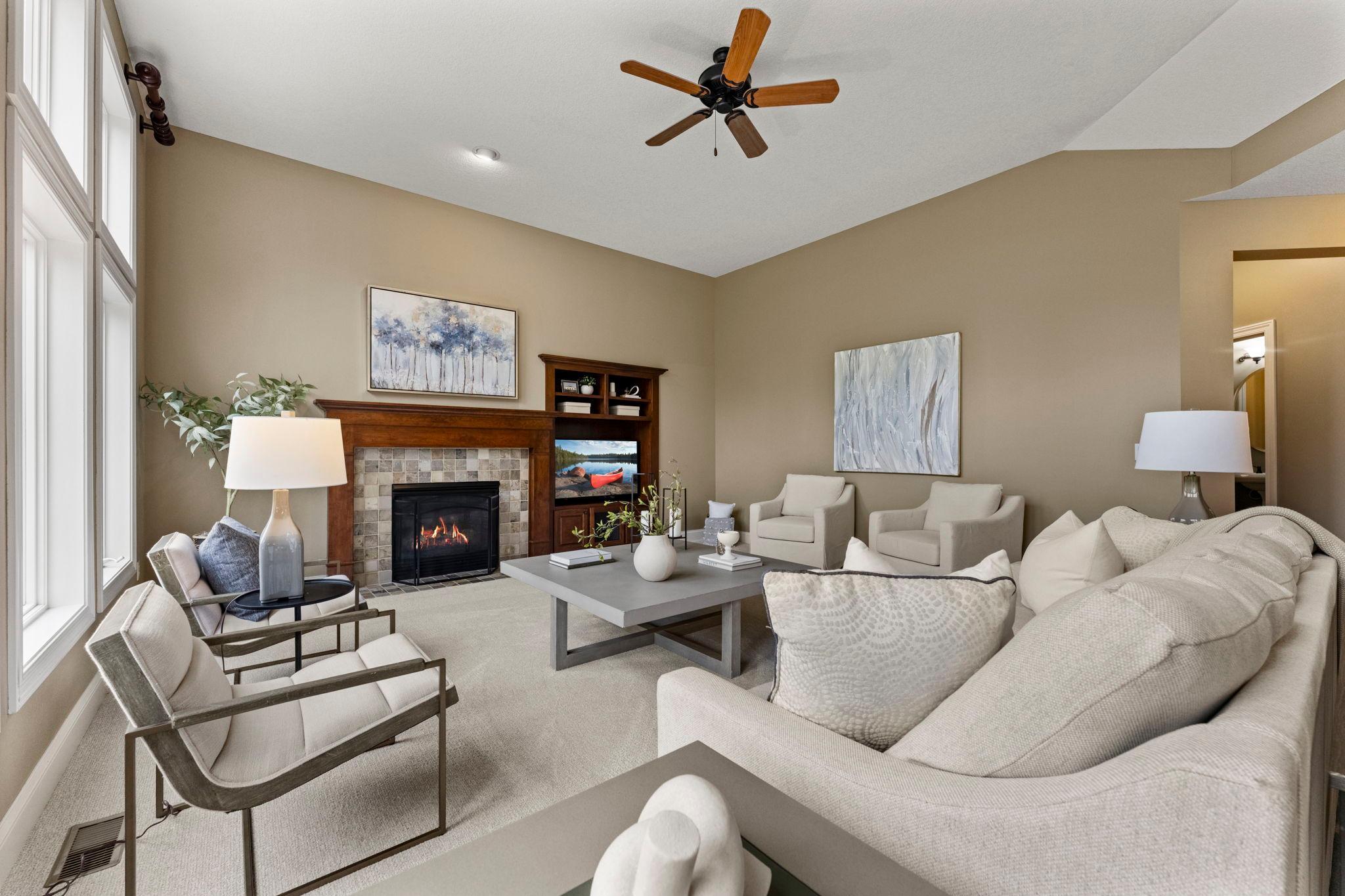 Gas burning fireplace and built-ins