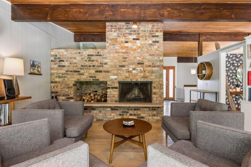 Main Level Family Room with Wood-Burning Fireplace