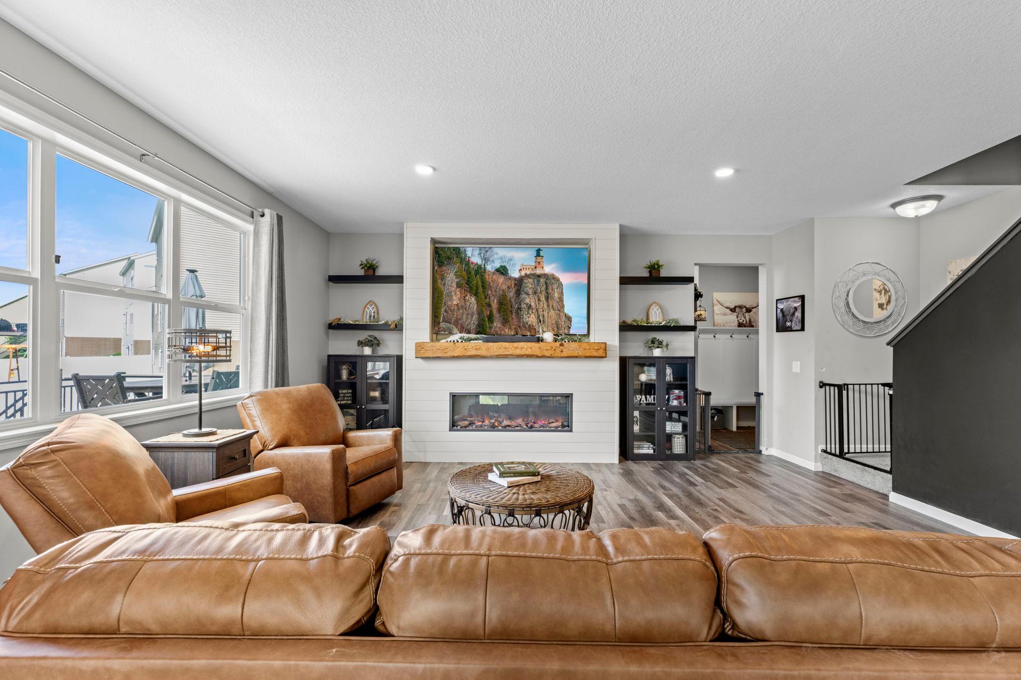 Stunning setting with tv and fireplace built ins
