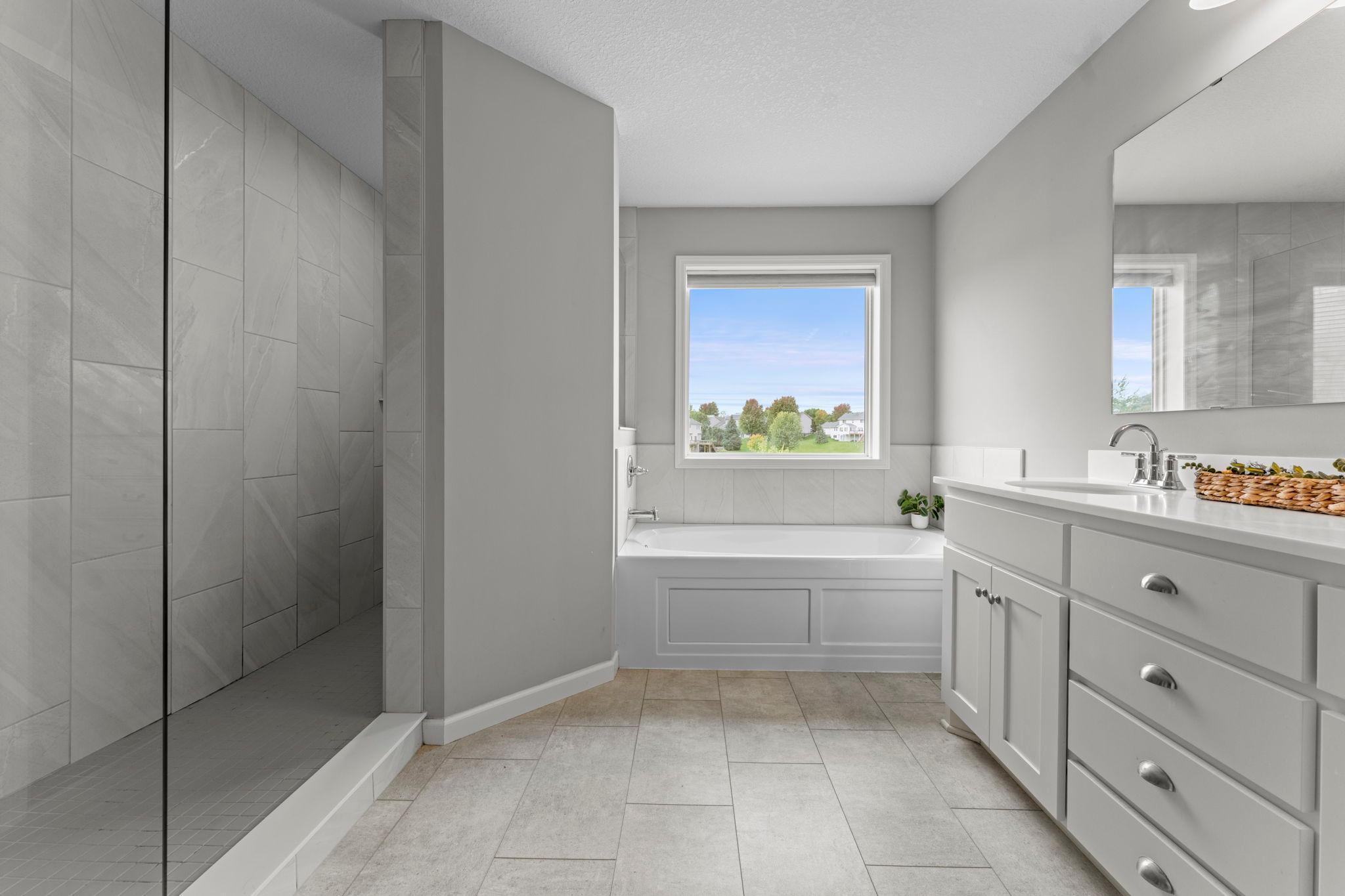 Separate shower and soaking tub