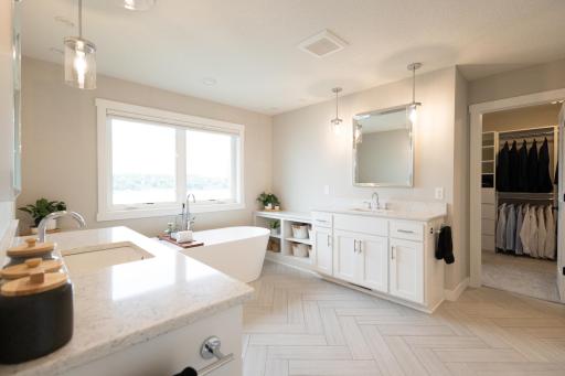 The primary bath features in-floor heating.