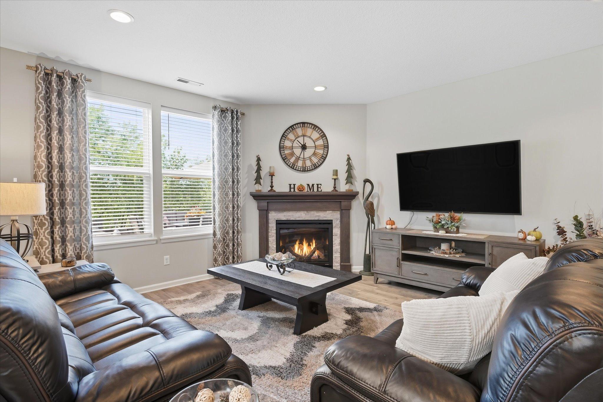 Gas Fireplace, Wall to Wall Windows