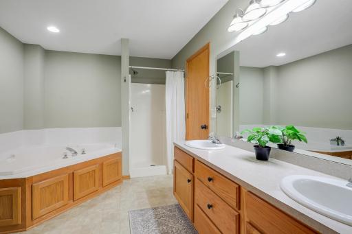 Large upstairs walkthrough bathroom with direct access from primary