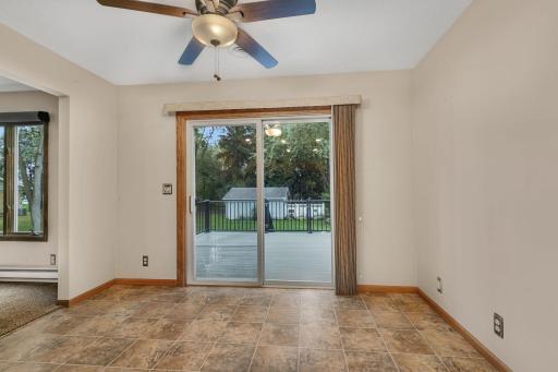 Dining room walks out to maintenance free deck