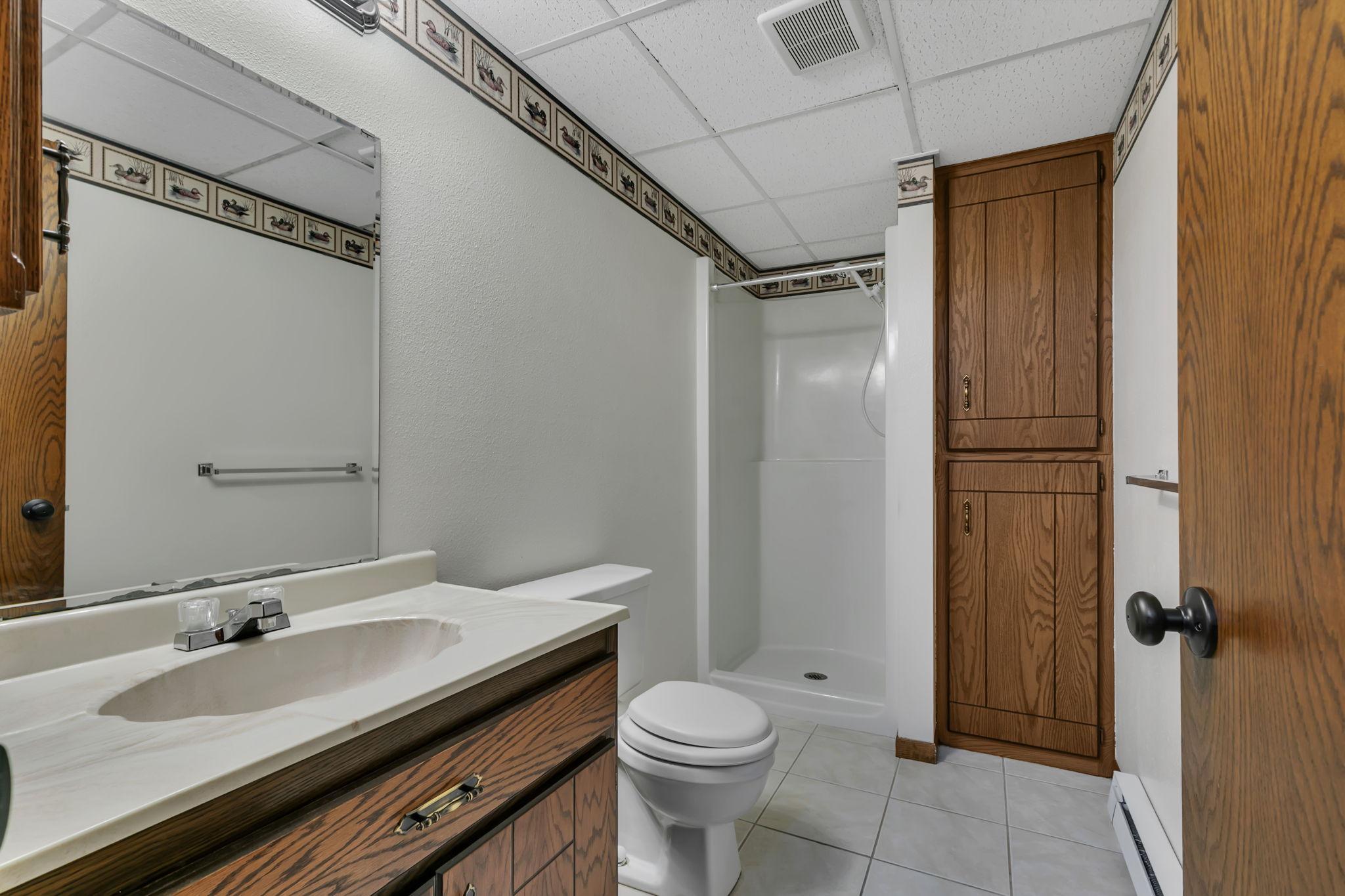 Lower level 3/4 bathroom