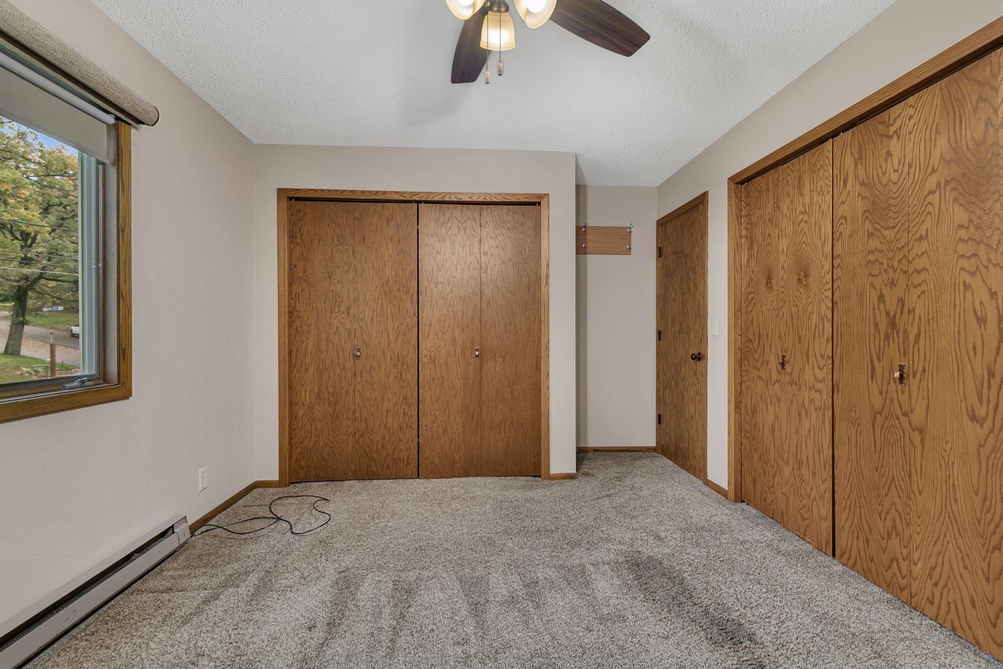 Primary bedroom has double closets
