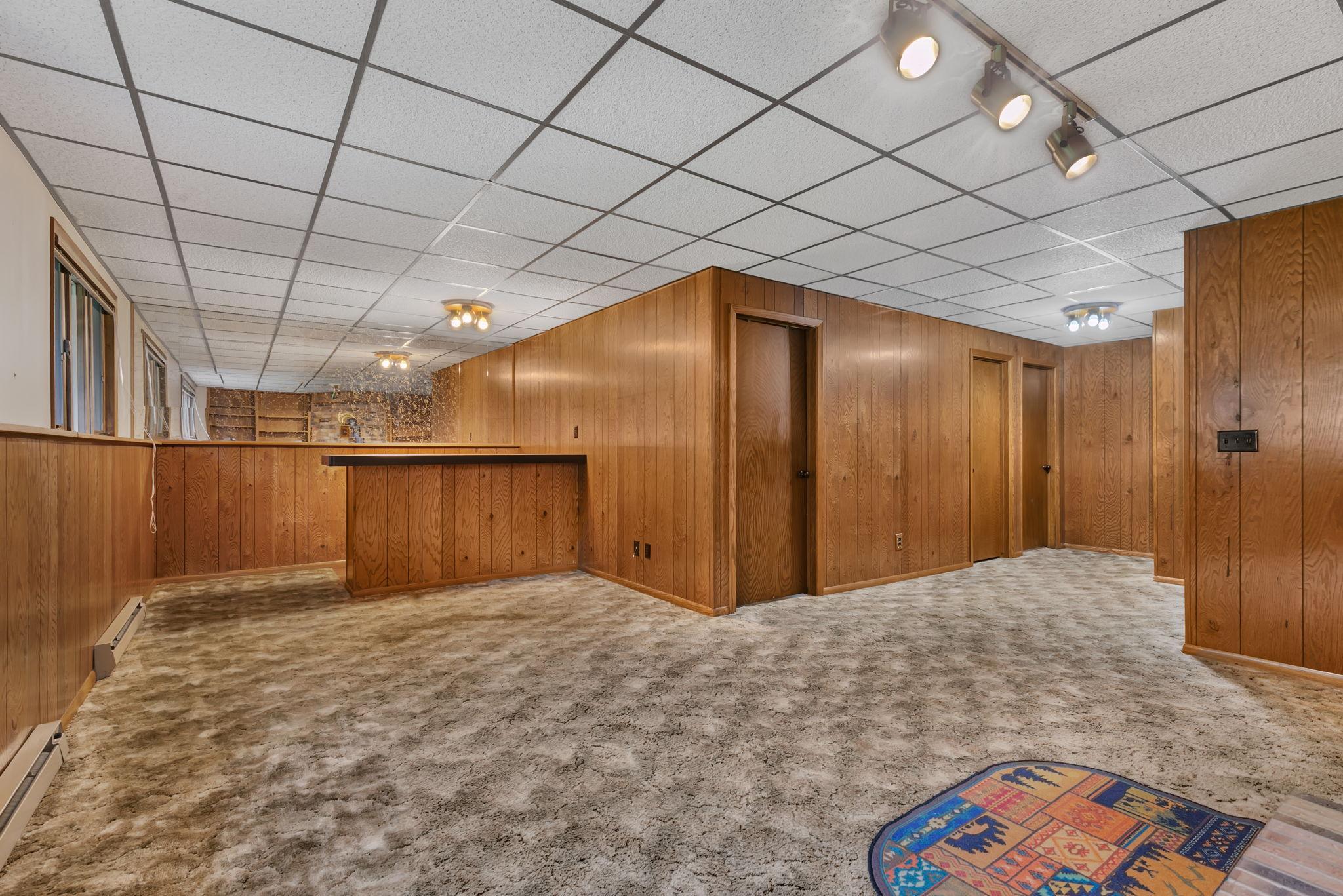 Lower level family room and bar area