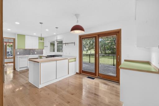 Sliding doors to deck from the breakfast nook