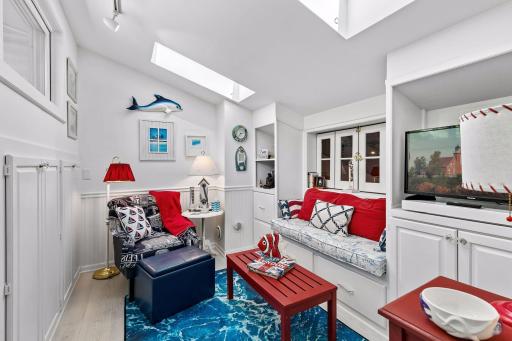 Just the cutest flex area...completely custom! Perfect for den, office, or yoga room!
