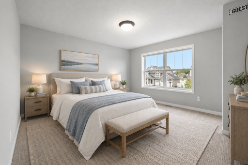 A second bedroom enjoys a 6x4 walk-in closet! (Virtually staged image)
