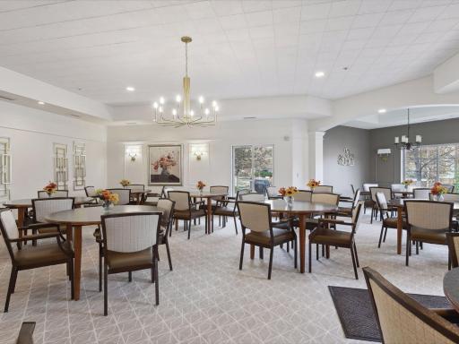 Beautifully appointed community dining and gathering space for special occasions.