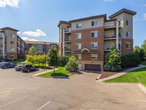 Attractive building exterior with convenient access to resident parking.