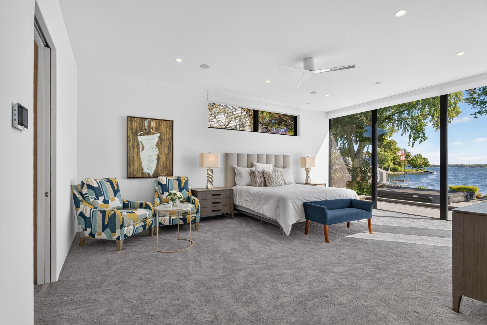 The main-level primary suite is designed for everyday comfort.