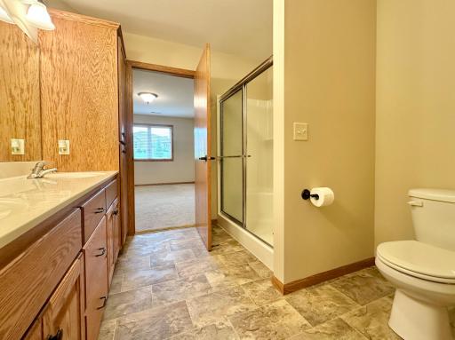 The owners bath is a 3/4 bath with walk in shower.