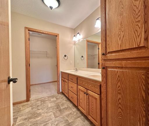 Dual sinks, lots of storage space and just roomy.