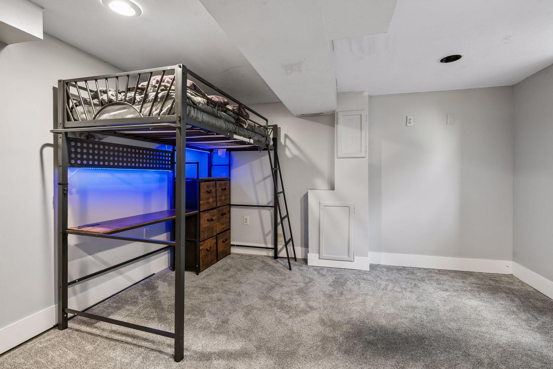 The third bedroom sits on the lower level and has new carpet, recessed lighting, and a window for natural light. Bedrooms on separate levels offer extra privacy.