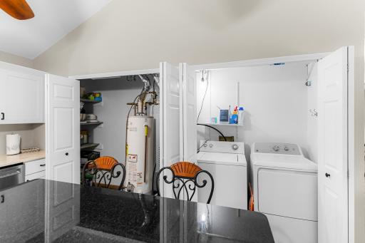 New dryer last year. Note sturdy wooden shelves are deep for kitchen storage of large pots, supplies, paint, etc.