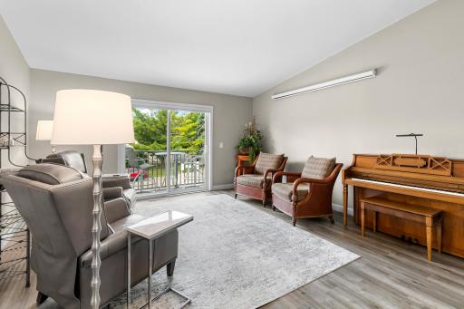 Vaulted ceiling and natural light creates feeling of spaciousness and calm.