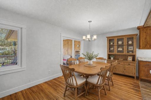 The dining room offer space for just the family meal and also room to extend the table for large gatherings.