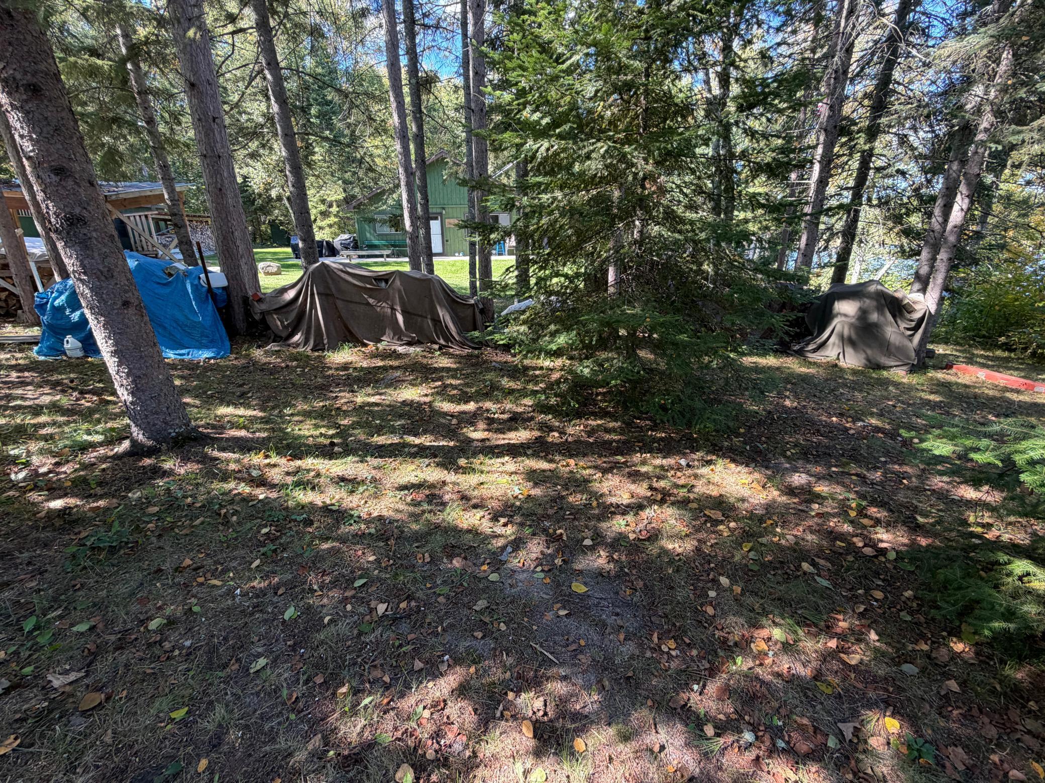 Yard space next to the firepit area. The wood stored under the tarps will stay.