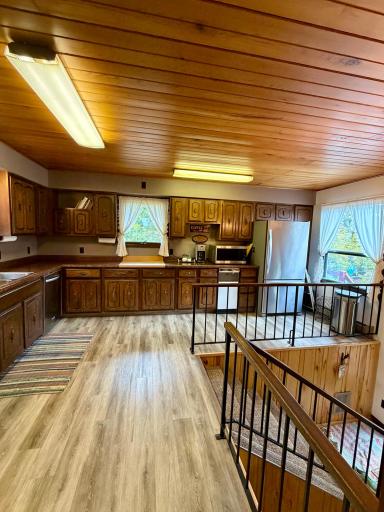 Plenty of counter and cabinet space in this large kitchen.