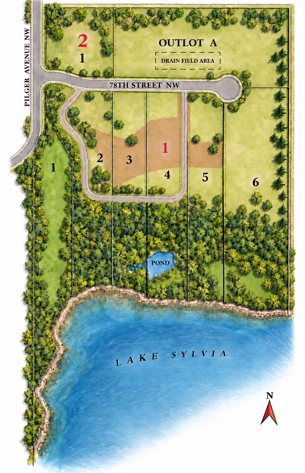 Photo of the rendering - located on the Northshore in Koinonia Cove, this private setting offers the peace and quiet of a dead-end road.