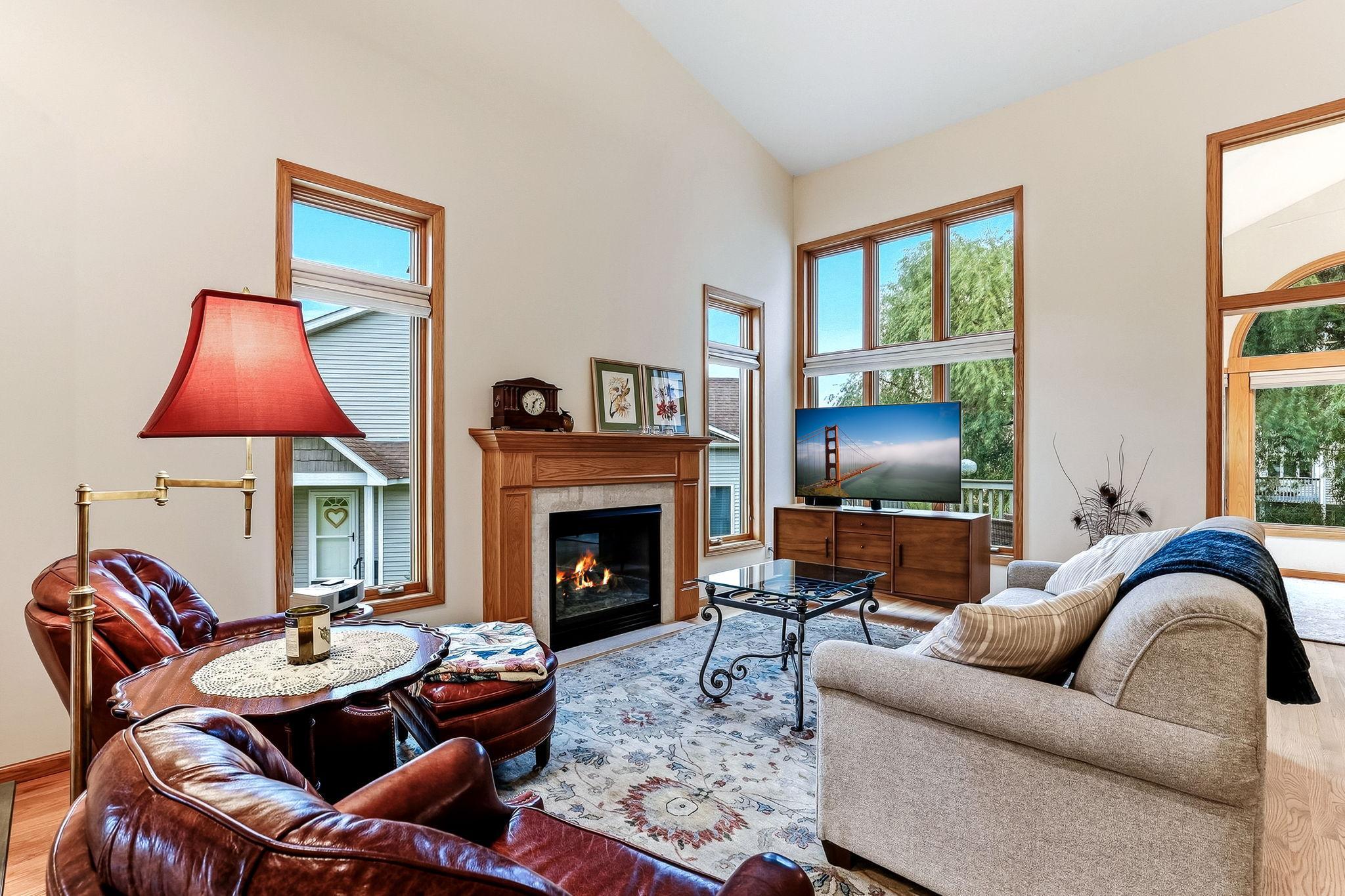 Living room with fireplace