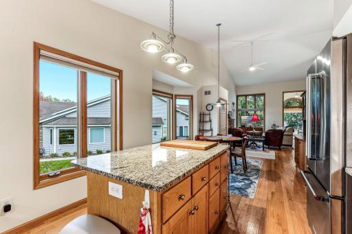 Kitchen island has power and is perfect for any chef!