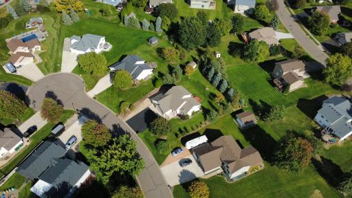 Aerial photo of home showing cul-de-sac location, incredible property.