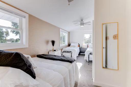 Versatile bedroom provides additional sleeping capacity for larger gatherings.