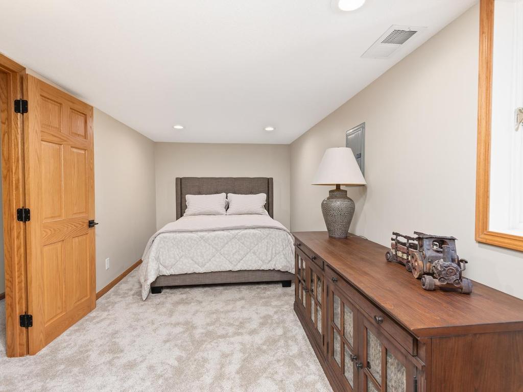 The fourth bedroom is located in the finished lower level.