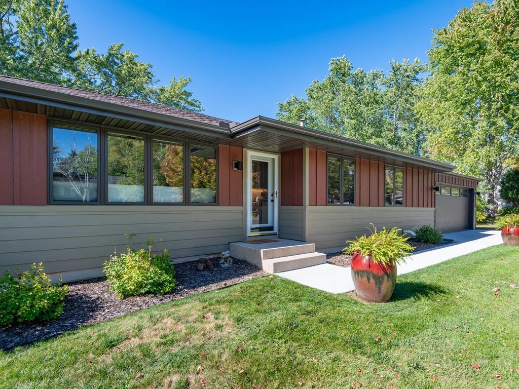 A closer look at the home’s attractive exterior and welcoming front entry.