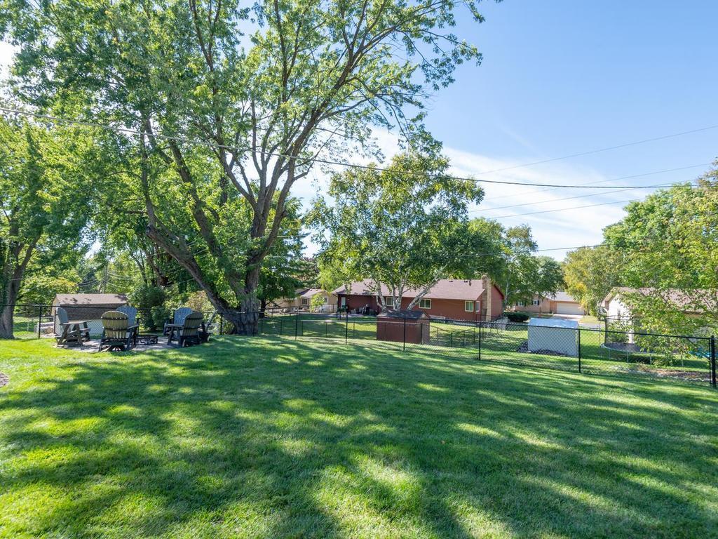 Plenty of open lawn for outdoor activities, with shade from mature trees.
