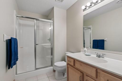A 3/4 bath supports the lower level bedrooms and family room.