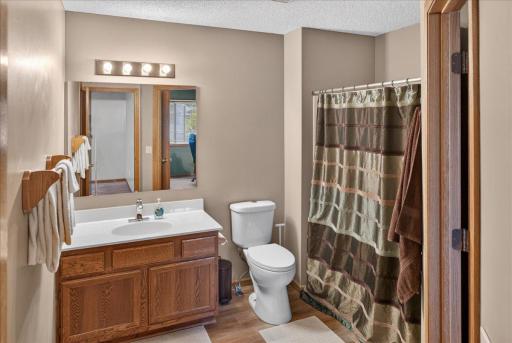 Upper-level full bath conveniently located near both bedrooms.