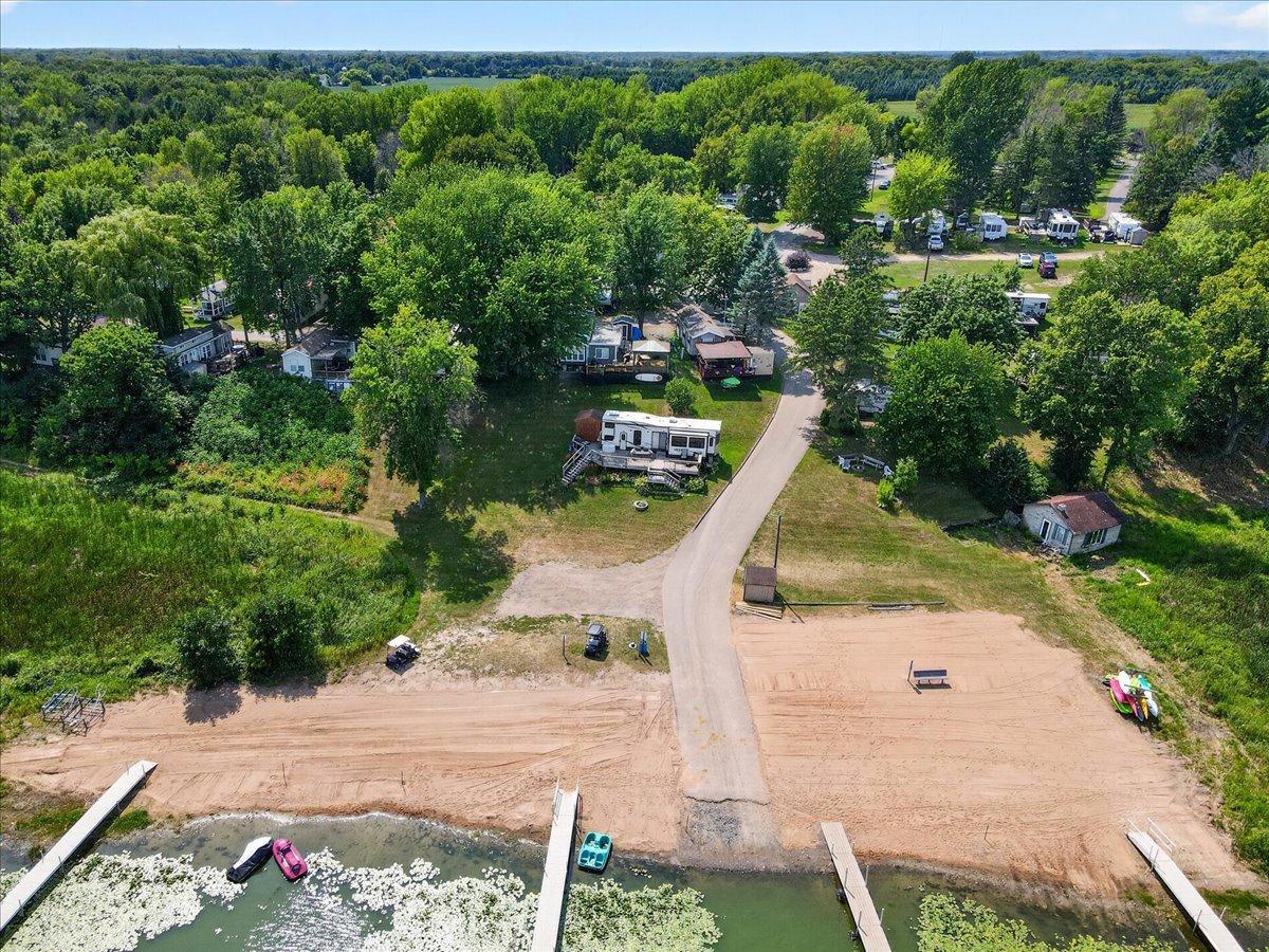 Overhead view highlights the marina area and its convenient connection to the RV park.