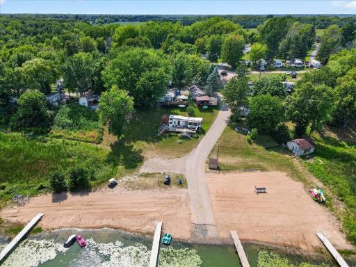 Overhead view highlights the marina area and its convenient connection to the RV park.