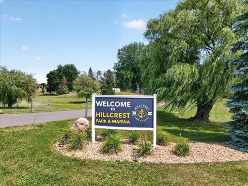 Welcoming entrance introduces Hillcrest Park & Marina and it's inviting recreational setting.