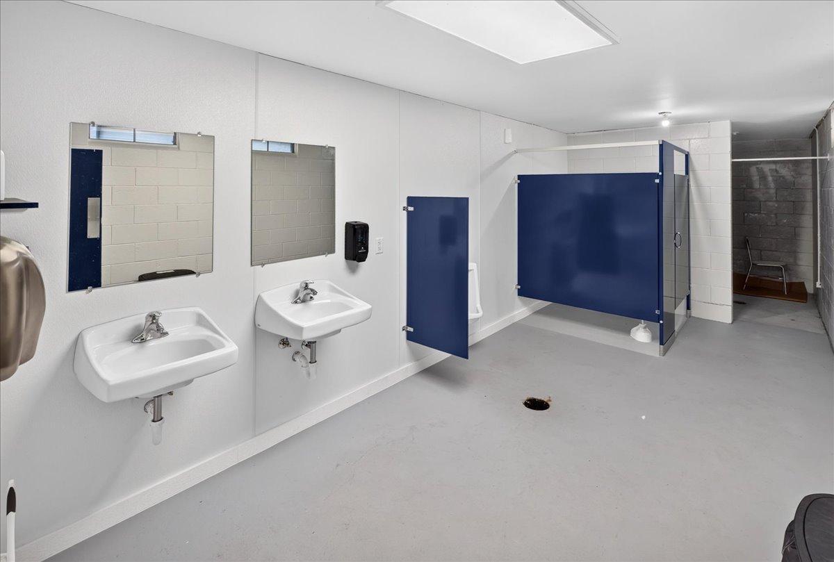 Clean and spacious restroom and shower facilities serve park residents and guests.