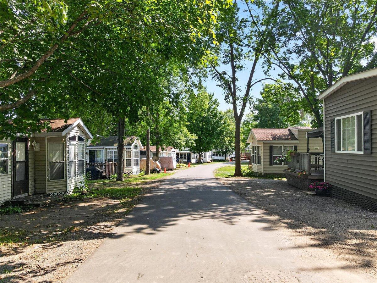 Tree-lined park roads create an inviting setting among the seasonal RV sites.