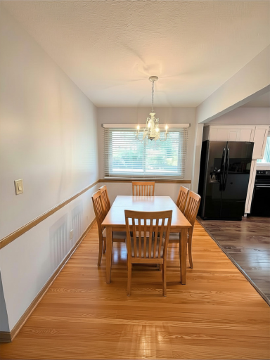 Lots of night and natural wood greet you in your informal dining room.