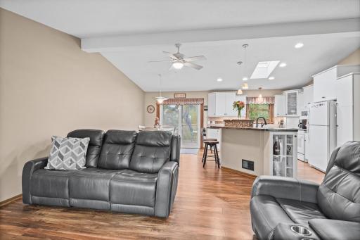 Vaulted ceilings provide a spacious feel throughout on the main level
