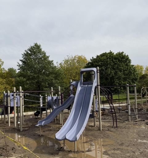 Installing a new playground at Walnut Hill Park