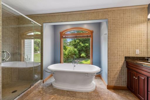 ...this beautiful spa-like bathroom, with a soaking tub and walk-in shower.